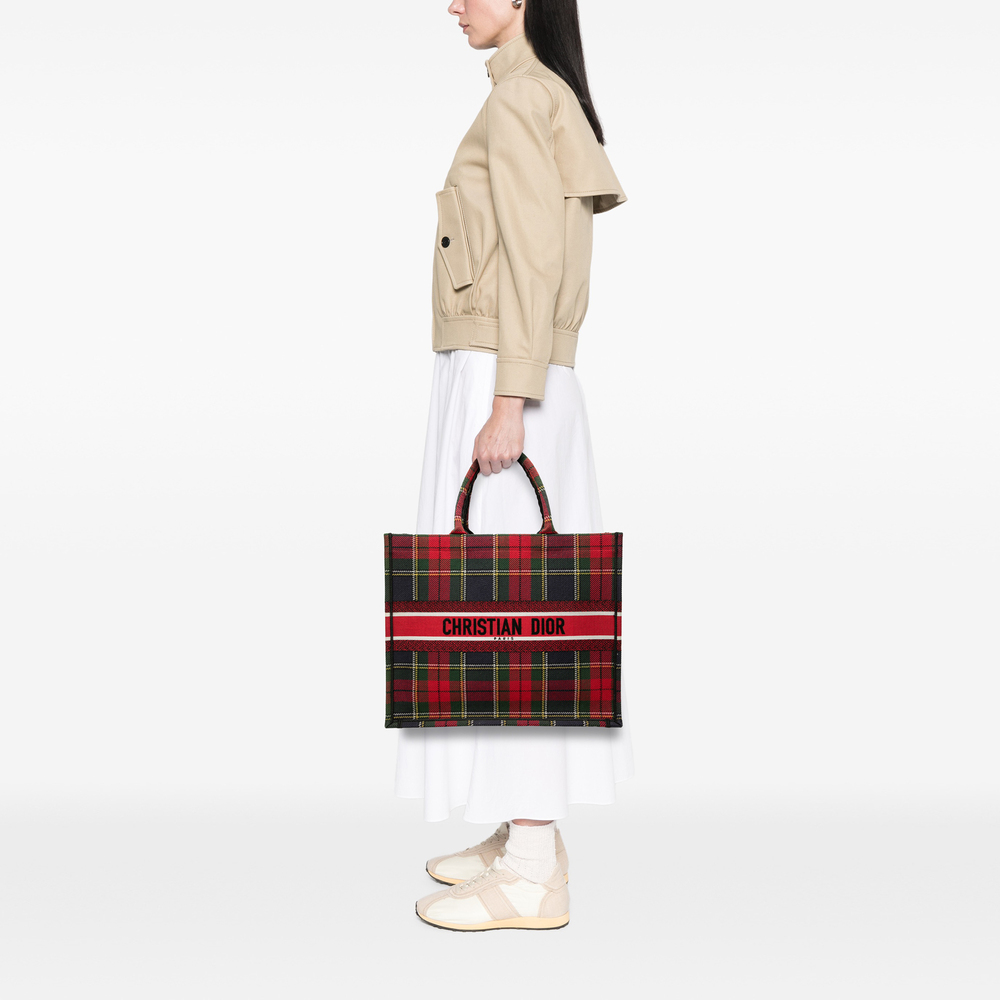 Pre-Loved Dior Large Embroidered Canvas Tartan Check Book Tote - Picture 7 of 7